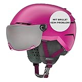 ATOMIC SAVOR VISOR JR Skihelm mit Visier - Pink - Größe S - Für Kinder & Jugendliche - Max. Stoßdämpfung - Active Aircon Belüftung - Brille mit High End-Verspiegelung