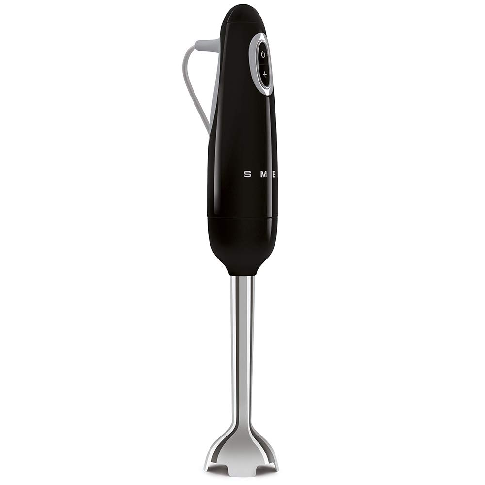 Smeg, Mixeur Plongeant HBF11BLEU, Fonction Turbo et Système de Coupe Flowblend, avec Poignée Antidérapante, Range Cordon Intégré, Accessoires Non Inclus, Puissance 700W, Noir