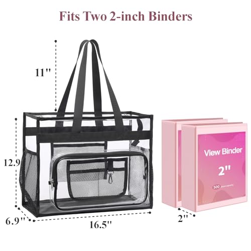 Image of PACKISM Clear Tote Bag for School - Large Heavy Duty Clear Tote for Girls | See Through PVC, Wide Zipper Opening, Front Pocket Keeps Essentials Visible for Students, Class, Work, Daily Carry, Age 12+
