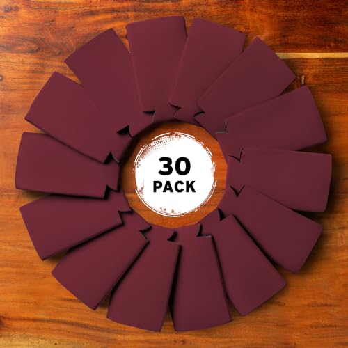 Image of Slim Can Cooler Sleeves (30-Pack) Soft Slim Can Koolie for White Claw Seltzer & Slim Beer - HTV Blanks for Vinyl Projects - Skinny Can Koolies Bulk - Tall Can Coolies for Slim Cans (Burgundy)