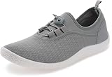 WHITIN Womens Water Shoes Barefoot Aqua Socks Size 7 Swim Beach Surfing Jogging Walking Boat Sand Kayaking Waterpark Surfing Travel Quick Dry Female Flat Light Grey