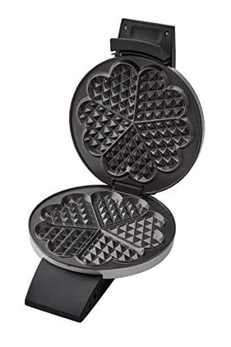 Foto von Cloer 1639SR Waffeleisen, Herzwaffel 15,5 cm Ø, doppelte Antihaftbeschichtung, zuckerresistent, 930 W, Backampel, praktische Standfunktion, hochwertiges Edelstahlgehäuse, Edelstahl
