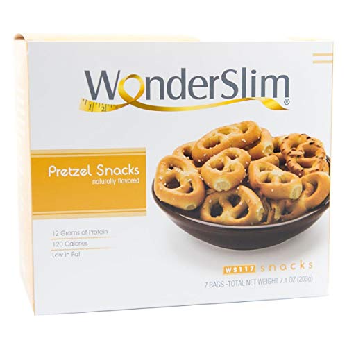WonderSlim High Protein Pretzel Snacks - Low-Carb Diet Healthy 12g Protein Snack For Weight Loss (7 Bags)