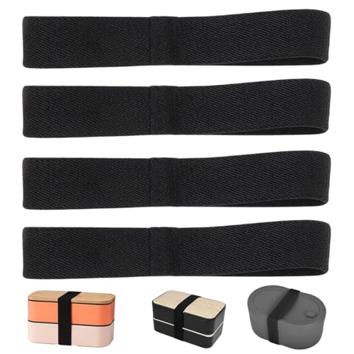 AEUXZA Lot de 4 Sangle Élastique pour Boîte à Lunch Bento avec Fermeture Scratch (30cm), Sangle de Fixation Réglable pour Lunchbox, Bande Polyvalente pour...