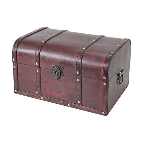 HMF 6406-135 Wooden Treasure Chest | 35 x 25 x 20 cm | Large | Portugal Cover
