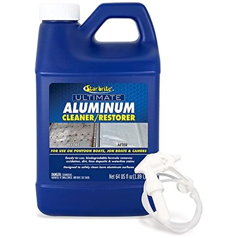 STAR BRITE Ultimate Aluminum Cleaner & Restorer - Aluminum Boat Cleaner - Perfect for Pontoon Boats, Jon Boats & Canoes 64 OZ With Sprayer (087764) Cover