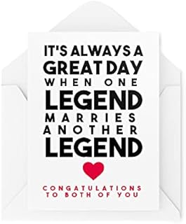 Funny Wedding Cards | When One Legend Marries Another | Congrats Engagement Card Couples Card | Gift Present Friend Joke Banter Fun | CBH134