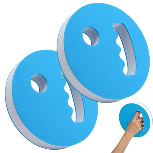 Pesas de agua – 2 unidades de discos de espuma de resistencia para entrenamiento de agua con mancuernas de agua, equipo de entrenamiento de piscina, accesorio deportivo, mango redondo, color azul