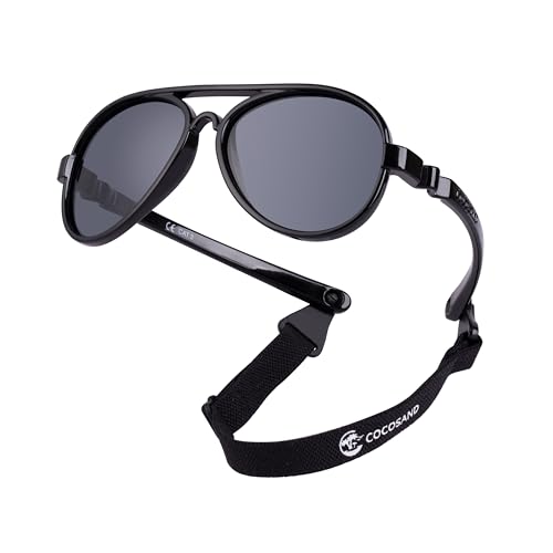 COCOSAND Baby Aviator Polarized Sunglasses with Adjustable Strap for Baby Infant Girl Boy 0-18 Months