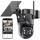 Kurain 6MP Solar Security Cameras Wireless Outdoor, 5ghz & 2.4ghz WiFi 6, Panoramic & Tracking Dual Lens 2-in-1 Home Security Camera with Color Night Vision/PIR Motion Alarm/Human Tracking/360°PTZ