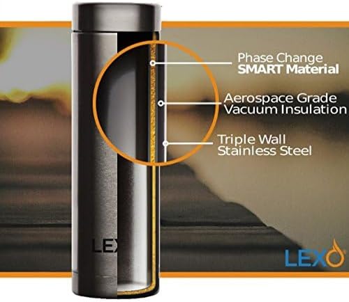 LEXO Temperature Regulating Smart Mug 16oz. - Stainless Steel - Flip Top Lid