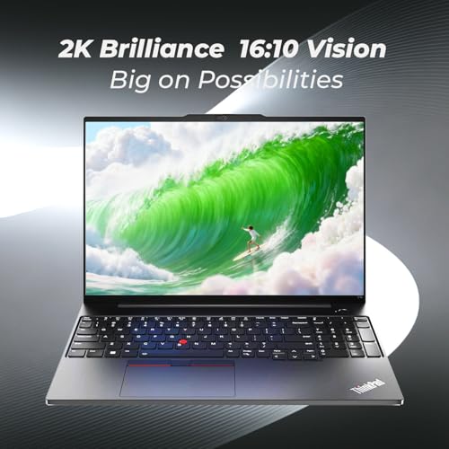 Image of Lenovo ThinkPad E16 Laptop with Backlit Keyboard • 2026 Edition • 16 inch WUXGA IPS Display • Intel 10-Core i5-1335U • 12GB RAM • 512GB PCIe SSD • Fingerprint Reader • Windows 11 Pro for Work&Study