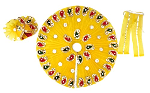 KJPG CREATIONS Laddu Gopal Poshak/Thakur Ji Dress/Heavy zardoushi Dress for Kanha Ji/Fancy Dress for Bal Krishna/Dress for Krishna (Yellow) (1)