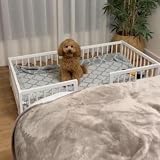 Cama sofá para Perros Grandes WonderWoof, elevada Hecha de Madera de Haya - Blanco CoolDreams