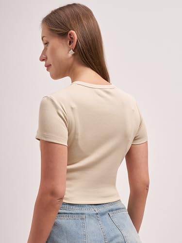 Image of Tokyo Talkies Women Pure Cotton Tops for Woman|Regular Fit Slim fit Crop Tops for Women Western|Top Tshirt for Women Stylish Western|Suitable for Casual and Workwear