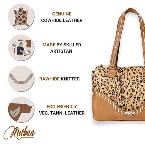 Image of Merbaa Leopard Print Tote Purse - Designer Shoulder Handbag for Women - Elegant Animal Pattern Bag