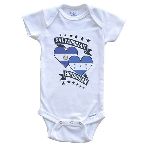 Really Awesome Shirts Salvadorian Honduran Heart Flags El Salvador Honduras Baby Bodysuit