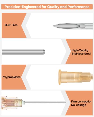 100Pcs 25G Needles 25Gauge 1Inch/25mm Sterile Disposable Injection Needles Dispensing Lab Supplies Individually Sealed Packaging