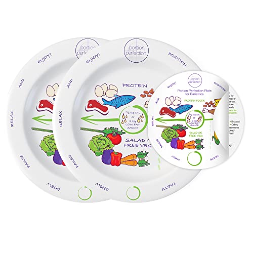 Portion Perfection Porcelain Bariatric Plates for Portion Control 8 inch Dietitian Owned Bariatric Surgery Must Haves Perfect for Post Gastric Sleeve and Gastric Bypass Weight Control Plans