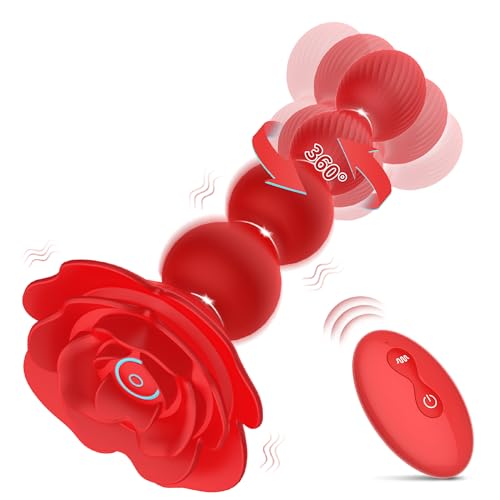 Anal Beads Anal Butt Plug,10 Rotate Twist and Vibrating Modes,Prostate Massager Graded Silicone Design Anal Vibrators for Men,Remote Control Adult Toy for Women,Sex Toys for Couple (Red)