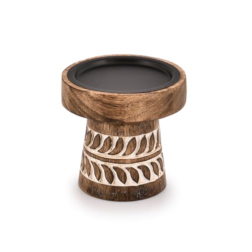 Kimona Candlestick Holders Round Turned Candle Holders for Candles Farmhouse Decorative Candelabras for Table Centerpiece & Home Décor (10.16cm x 10.16cm x 10.16cm)