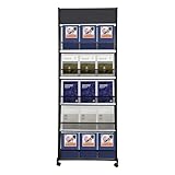 CHINEGER Magazine Rack 5-Tier Brochure Display Stand Floor-Standing Literature Rack with 4 Universal Wheels for Shops Offices Living Rooms Meeting Rooms Classrooms Cafes Shopping Malls