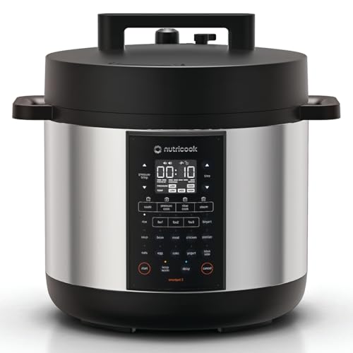 Nutricook SMART POT 3, Rice Cooker, Steamer, Sauté Pot, Yogurt Maker, 12-in-1 Electric Pressure Slow 20 Programs, New Lid, 1500w, SS Sp330, 8L