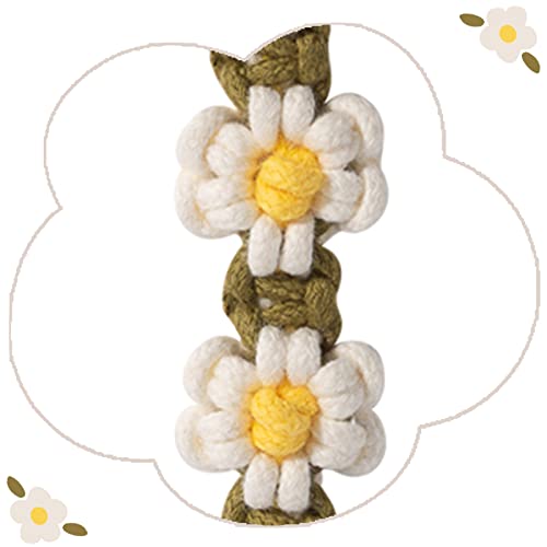 Image of Braided Pacifier Clip for Boys Baby Girls Floral Daisy Macrame Paci Clip Boho Wooden Clips Handmade Cotton Binky Clips Baby Shower Birthday Gift