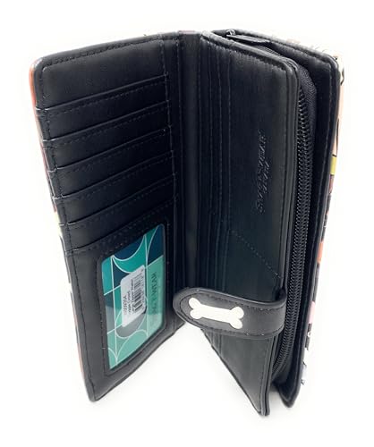 Shag Wear Puppy Dog Doggie Crowd Large Animal Wallet for Women and Teen Girls Vegan Faux Leather 7" Black4