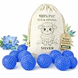SILVERSTORE® 12 Bolas Para Secadora y Lavadora - Bolas Para Secadora De Ropa - Suavizante Natural Para Secadora y Lavadora - Reducen las Arrugas De La Ropa y El Secado - Lavadora Secadora (Azul)