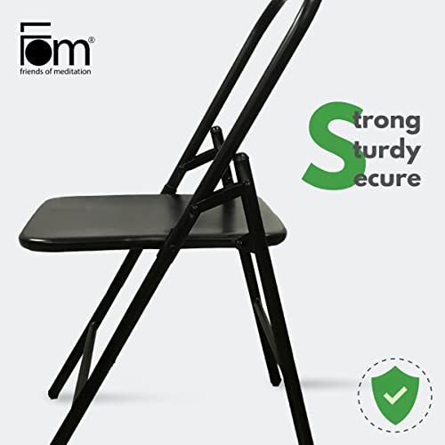 Image of Friends of Meditation Iyengar Yoga Chair | Backless Yoga Chair for Holding, Alignment, Flexibility | Size: Large; Capacity: 100kg | Includes Free Yoga Book (112 Ways of Using The Backless Chair) (Black, TALL)