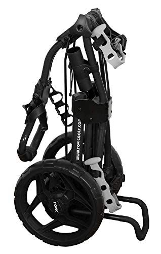 Rovic Model RV3J Junior | Youth 3-Wheel Golf Push Cart (Black)