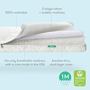 Newton baby crib mattress and toddler bed ultra breathable proven to reduce suffocation risk 100 washable 2 stage non toxic better than organic removable cover deluxe 55 thick white  urban country home decor