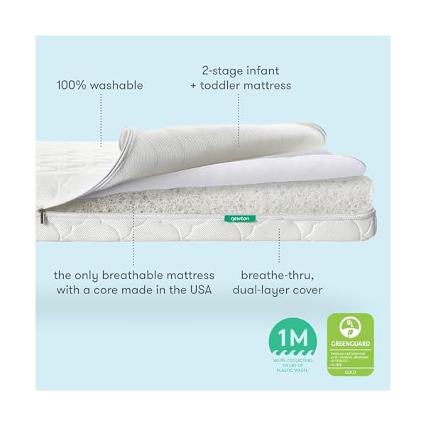 Newton baby crib mattress and toddler bed ultra breathable proven to reduce suffocation risk 100 washable 2 stage non toxic better than organic removable cover deluxe 55 thick white  urban country home decor