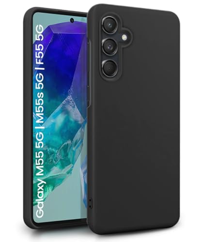 Image of WOW IMAGINE Slim Frameless Back Cover for Samsung Galaxy M55 5G | Galaxy F55 5G | Ultra Thin Lightweight Design & Camera Protection | Soft Matte Silicone Flexible Mobile Case (Black)