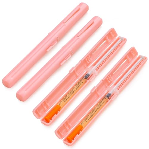 Portable Travel Insulin Case for Prefilled Syringe, Discrete Syringe Holders for Diabetes (Pink | 2 Pack)