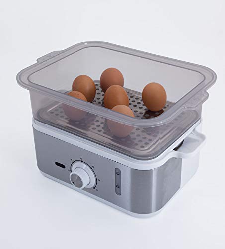 Miniatura 6 de Jata CV623 Vaporera Cocina Sana con 2 Cestas, Capacidad de 6,8 L, Depósito agua 1,2 L, Incluye Recipiente para Arroz o Salsas, Temporizador hasta 60 Minutos, Cuerpo Acero Inoxidable, Libre BPA, 800 W