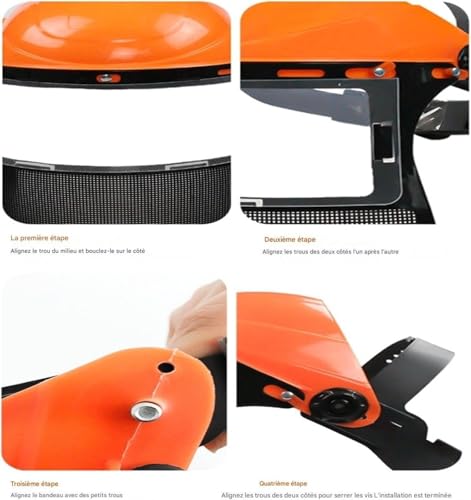 Miniatura 6 de Protector Facial Desbrozadora, Casco De Seguridad Para Motosierra, Casco Protector Para Desbrozadora, Pantalla De Protección Facial Para Recortadora Y Brushcutting 1 Máscara Adicional Naranja