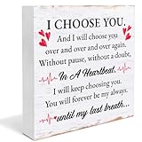 Valentines Decor Valentines Day Decorations Romantic I Choose You Quote Wooden Sign Home Decor for Desk Table Shelf 5 x 5 Inches