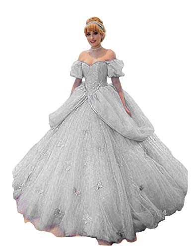 XIA Womenâ€™s Off Shoulder Princess Costume Prom Gown Butterflies Cinderella Quinceanera Dress Long Wedding Dresses 02 sswhi 16