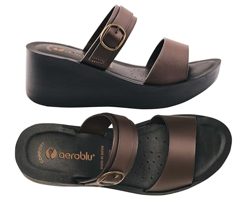 Image of puntoblu Cushion Comfort Designer Platform Heels for Women | Comfortable Padded Footbed | Anti-Skid & Durable Wedge Heel Slippers for Girls | Ideal for Casual, Party & Ethnic Wear