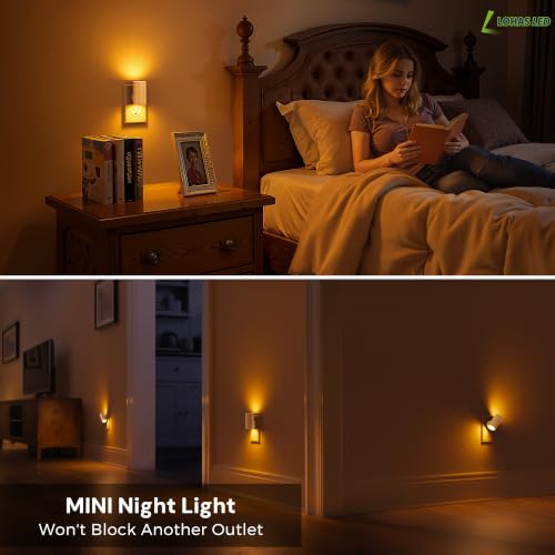 Image of L LOHAS LED Amber Night Light, Yellow Nightlight,Rotating,Dimmable 50 /100LM