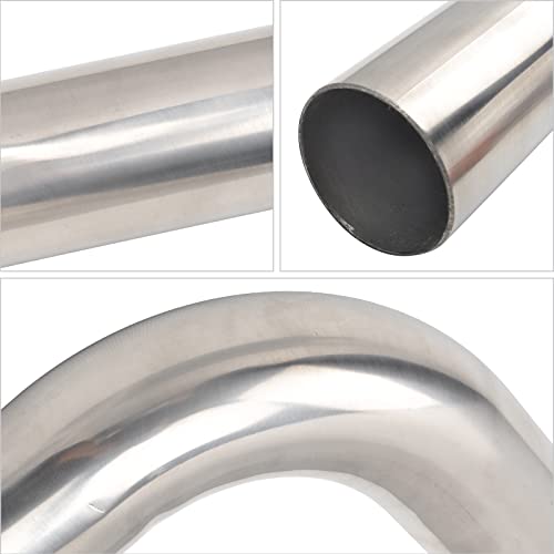 Image of 3 Inch 90 Degree DIY Custom Mandrel Exhaust Pipe Tube Pipe, T304 Stainless Steel, Universal Fit, 15.74 Inch End to End Length, 3'' OD Mandrel Bend Pipe