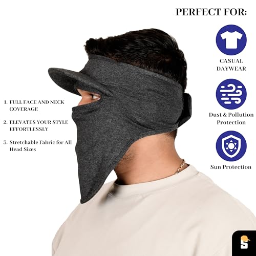 Image of R2 Cotton Visor Face Mask | Unisex Balaclava | Full Face Ninja Mask | Unisex Bike Riding & Cycling, Anti Pollution Dust & Sun Protection Full Face Cover Reusable Visor Mask
