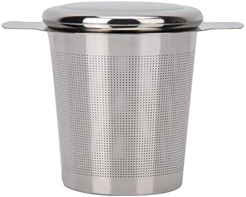 Infusor de té, filtro de filtro de té de acero inoxidable con tapa y asas dobles, infusor de té perfecto para tazas de té de grano de hojas, tazas y