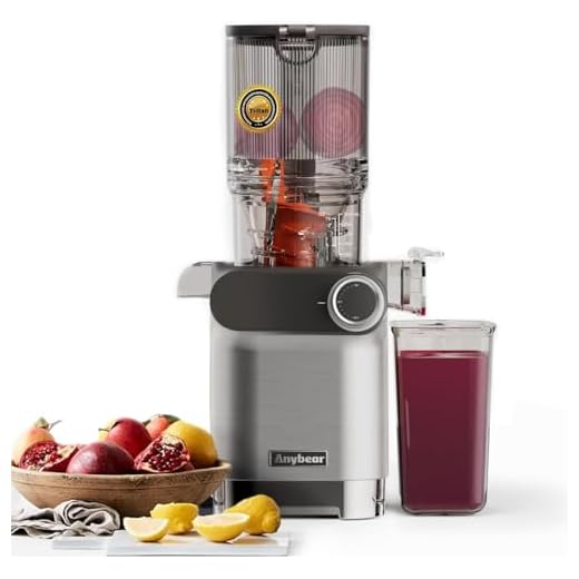 Cold Press Juicer, Anybear 200W Slow Masticating Juicer 4.3" Large Feed Chute Fit Whole Fruits Vegetables | Heavy-Duty Auger | Tritan Material | BPA Free | Juice Recipes (Silver)