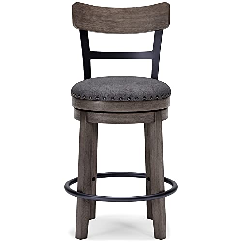 Signature Design By Ashley Caitbrook 24" Farmhouse Counter Height Upholstered Swivel Barstool, Gray #TOP3