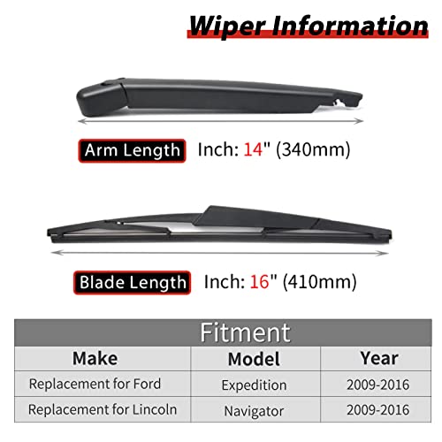Otuayauto 9L1Z17526A Rear Wiper Arm Blade Set - Replacement For Ford Expedition/Lincoln Navigator 2009-2016 #TOP1