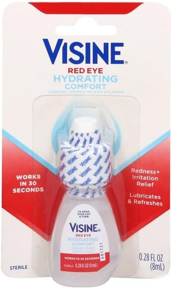 Red Eye Hydrating Comfort Redness Relief and Lubricant Eye Drops to Help Moisturize and Relieve Red Eyes 0.28 fl. oz