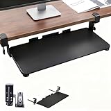 support clavier ordinateur sous bureau 【Ergonomique et confortable pour la saisie】Profitez d'un angle de frappe ergonomique qui réduit la tension sur les poignets et les épaules. Le tiroir pour clavier s'étend sur 9,8 pouces depuis le bord du bureau et offre une surface stable et sécurisée pour taper confortablement, que ce soit pour le travail ou le jeu. Le design favorise une posture plus saine et diminue les inconforts lors d'une utilisation prolongée.